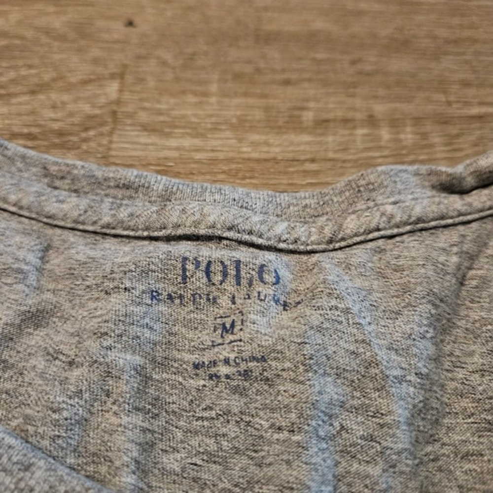 Polo Ralph Lauren T Shirt Mens Medium Gray Pony Logo Casual Cotton Tee - Picture 5 of 8